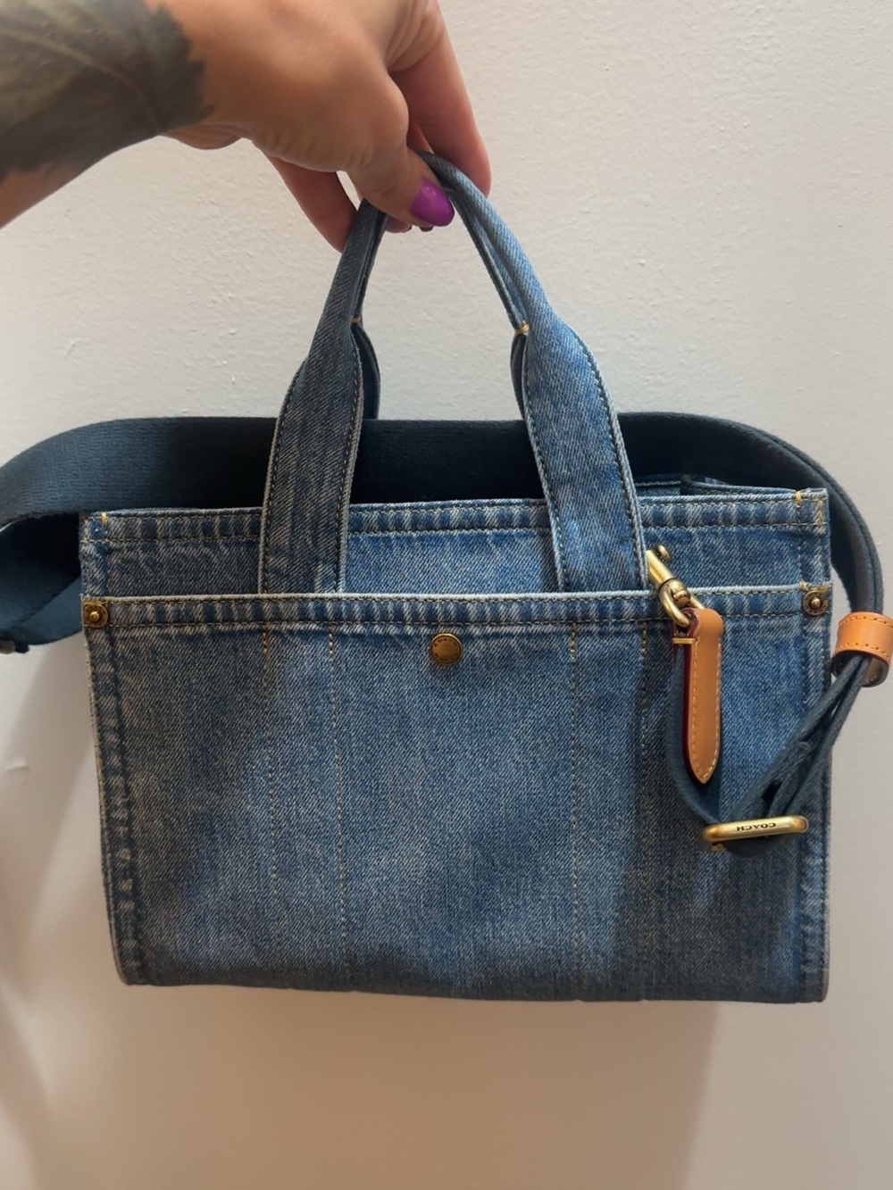 Coach Denim Mini Tote in Light Blue with Blue Strap - Picture 2 of 4